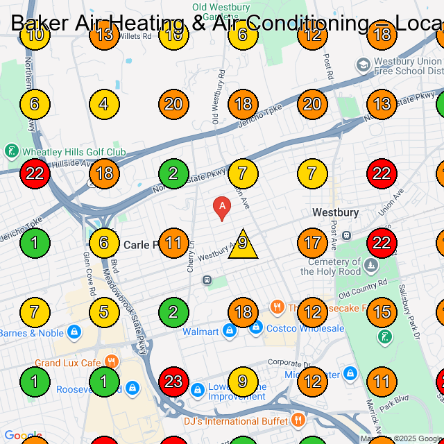 Baker Air Heating & Air Conditioning Hvac Contractor GeoGrid ranking map for None